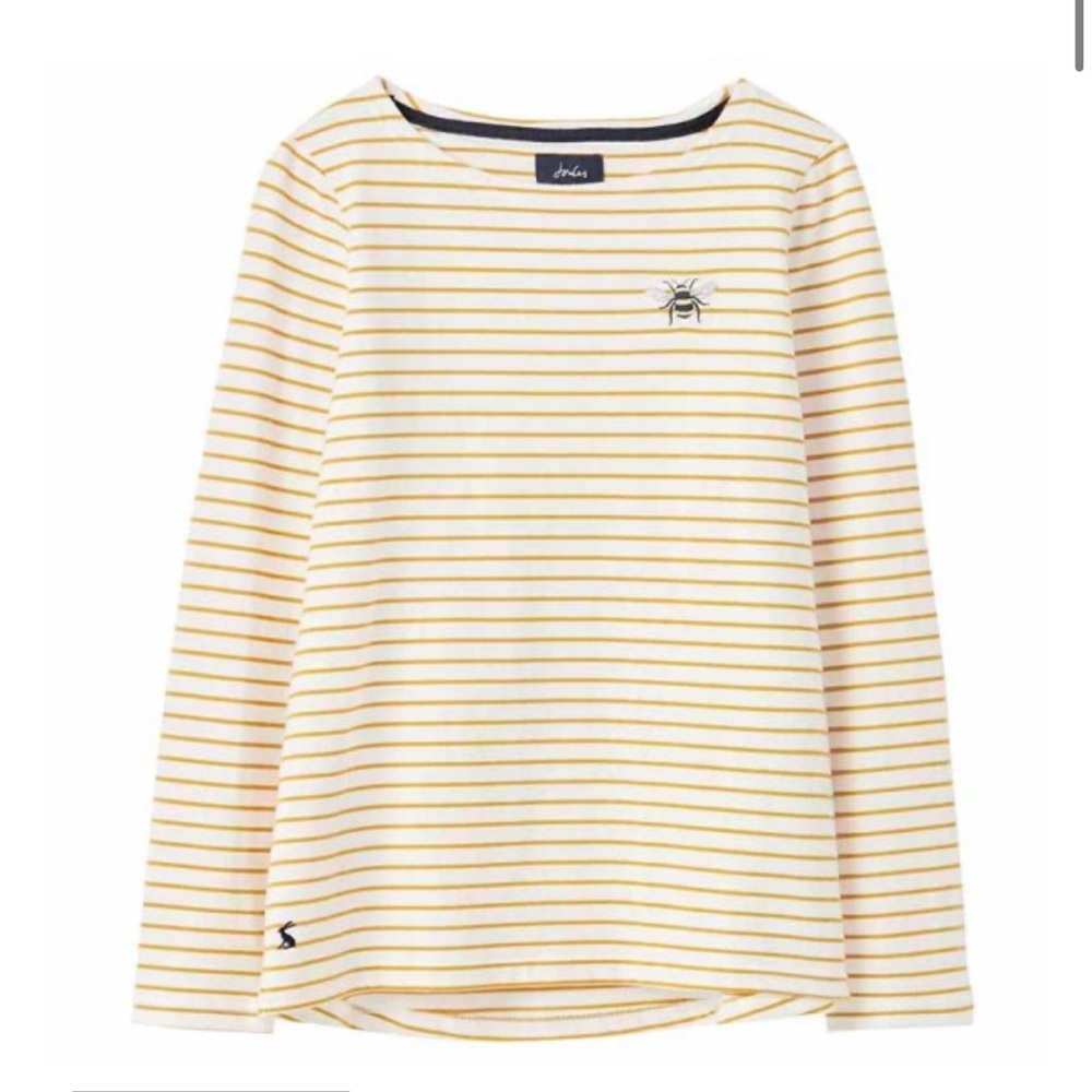 Joules Harbour Bee‎ Yellow Striped Long Sleeve Jersey Top 14